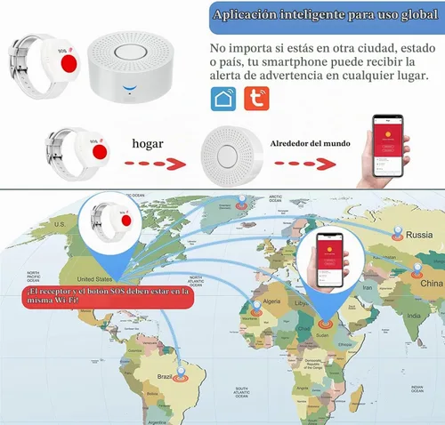 Vista 6 de Buscapersonas con WiFi para cuidadores, botón de llamada, alarma inalámbrica para enfermeras, campana de llamada, localizador de alerta