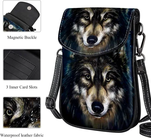 Vista 2 de Bolso cruzado pequeño de lobo para teléfono celular