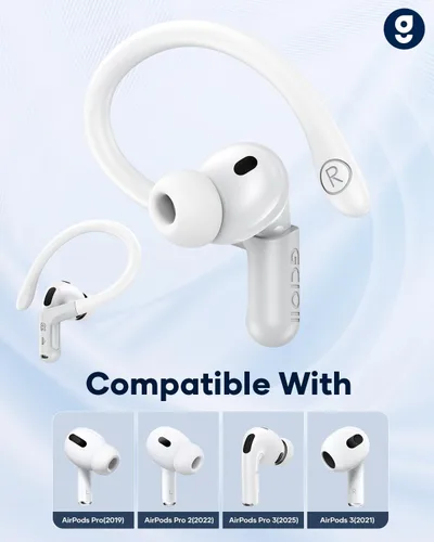 Vista 2 de Gcioii Ganchos para las orejas de aleación de titanio con memoria para AirPods Pro 3/Pro 2/Pro 1 y AirPods 3, accesorios deportivos antideslizantes