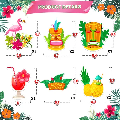 Vista 6 de KatchOn, Remolinos colgantes hawaianos de Tiki – Paquete de 30, sin bricolaje Decoraciones de fiesta Tiki Decoraciones de fiesta hawaiana