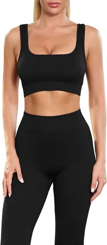 Vista 4 de ARTFREE Conjuntos de entrenamiento para mujer, 2 piezas, ropa de gimnasio, trajes de yoga, leggings de cintura alta sin costuras y brasier