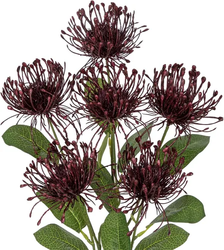 Vista 8 de Hollyone Flores artificiales azules de crisantemo de 33 pulgadas, 2 piezas, arreglo floral de mamá araña, flores artificiales grandes con 3 cabezas