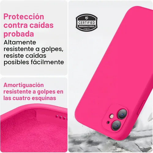 Vista 5 de Vooii Funda compatible con iPhone 11, silicona líquida mejorada con bordes planos, protección de cámara, forro de microfibra antiarañazos suave Rosa