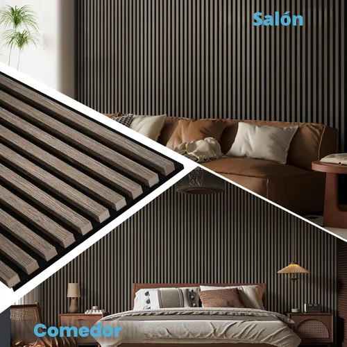Vista 3 de Art3d Paquete de 2 paneles acústicos de madera de 48 x 24 pulgadas para pared, paneles de listones de madera insonorizados para pared y techo Nogal