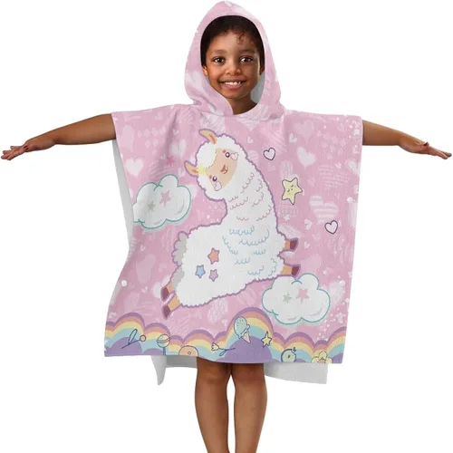 Vista 3 de Toalla suave con capucha para baño, piscina, playa, toalla de baño con capucha rosa de alpaca para niño y niña, decoración perfecta para baby shower