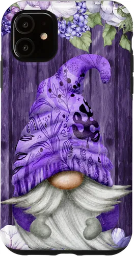 Vista 8 de Cute Purple Aesthetic Anemones Flower Pattern Lavender Gnome Case for iPhone 17