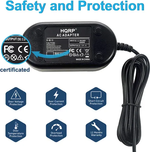 Vista 3 de HQRP Adaptador de corriente alterna compatible con Canon VIXIA HF R100, VIXIA HF R11, ZR800, ZR830, Legria HF-R16 HF-R17 HF-R18 HF-R106 Camcorder