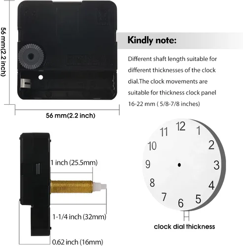 Vista 3 de Mejora tu proyecto de reloj de bricolaje con mecanismos de reloj silenciosos de eje largo - ¡Perfecto para paneles gruesos! Inspírate y crea una