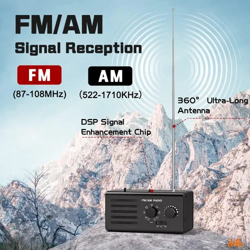 Vista 2 de Radio AM FM portátil, radio transistor Goodes enchufable de pared con batería con la mejor recepción, altavoz fuerte, excelente sonido, radios Cian