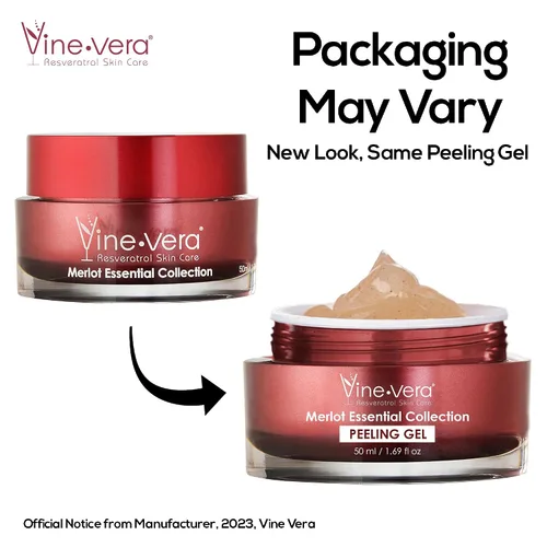 Vista 2 de Vine Vera Merlot Gel peeling facial – Exfoliante facial y corporal – Gel exfoliante para piel seca, sensible y madura – Peel facial con resveratrol