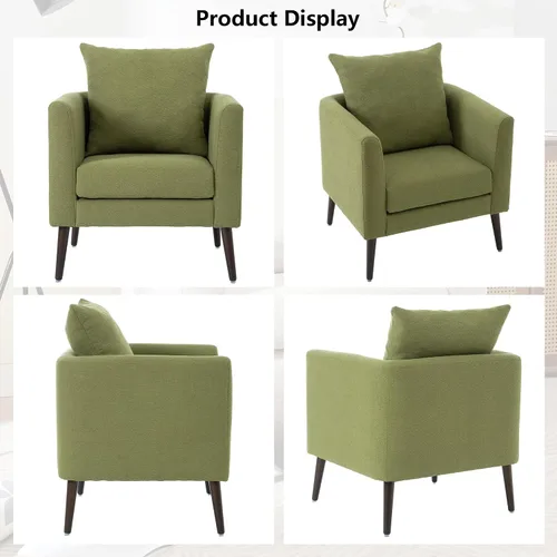 Vista 5 de Setawix Barrel - Juego de 2 sillas decorativas, sillón tapizado de vellón, silla redonda moderna de mediados de siglo, cómoda silla con brazo