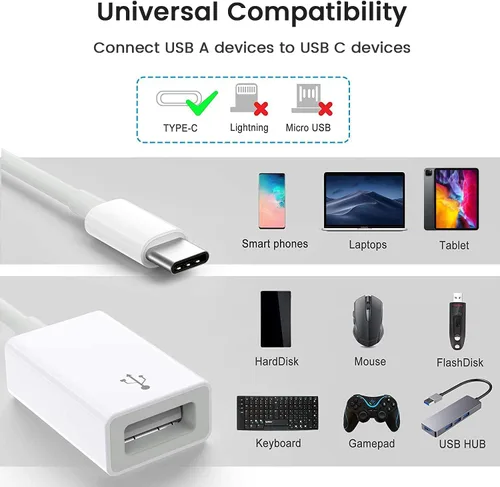 Vista 6 de Adaptador USB C a USB [2 unidades], tipo C macho a USB 3.0 hembra OTG Cable Thunderbolt3 a USB adaptador Conveter compatible con MacBook Pro/Air