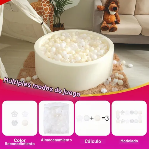 Vista 2 de Pelotas de Corral de Bolas Realhaha 50 100 200 500, Formas de Estrella para Bebés Niños Parque Infantil Bolas de Plástico para Bebés Piscina