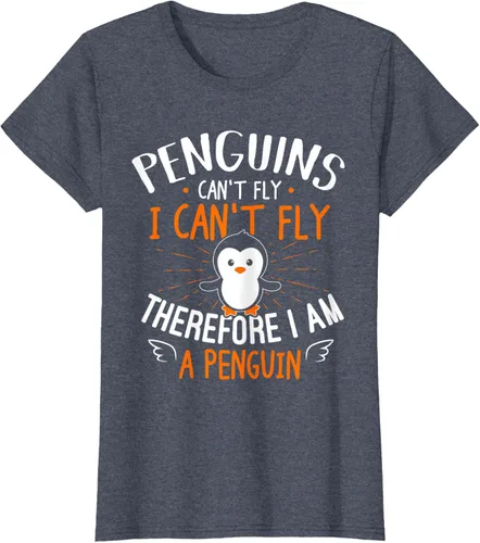 Vista 69 de Penguins Can't Fly Shirt - Camiseta de regalo para amantes de los pingüinos, Azul Azul Marino
