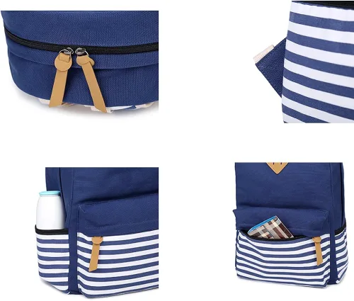Vista 4 de Abshoo - Mochila de lona a rayas mochilas de adolescentes para niñas mochila escolar