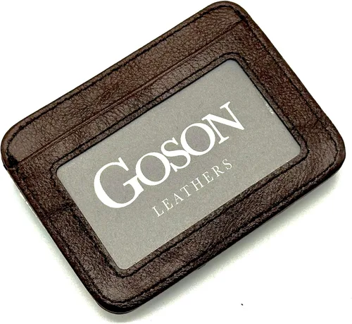 Vista 29 de Goson Cartera de cuero con clip para dinero para hombre, billetera de bolsillo frontal, tarjetero de crédito, cartera minimalista delgada