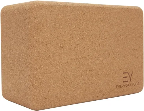 Vista 7 de Everyday Yoga Bloque de yoga de madera de corcho de alta densidad, mejora la fuerza, flexibilidad con soporte de mano de entrenamiento de ladrillo