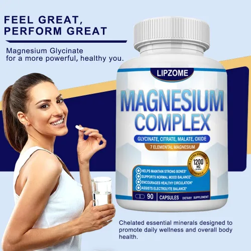 Vista 7 de Suplemento Complejo de Magnesio 1200mg - Mezcla avanzada de magnesio 7 en 1 - Glicinato, Citrato, Malato, Taurato, Óxido, Aspartato, Orotato