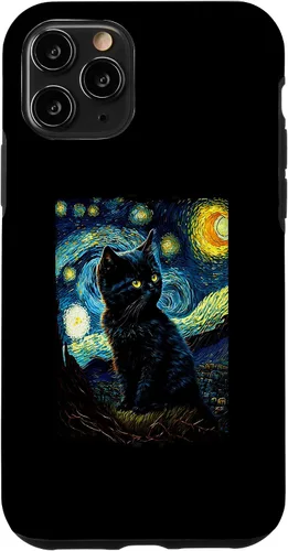 Vista 10 de iPhone 15 Starry Night Cat Van Gogh Cat Lover Cat Lover Cat Mom Cat Dad Case