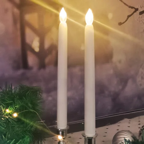 Vista 2 de CANDLE CHOICE Velas cónicas sin llama con temporizador remoto de 9 pulgadas de alto, parpadeantes, funciona con pilas, candelabros LED eléctricos