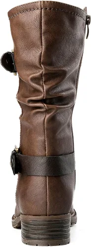 Vista 5 de GLOBALWIN - Botas de vestir a media pantorrilla para mujer, botas de motociclista para mujer