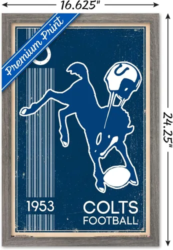 Vista 3 de Trends International NFL Indianapolis Colts - Retro Logo 14 Wall Poster, 14.725" x 22.375", Barnwood Framed Version
