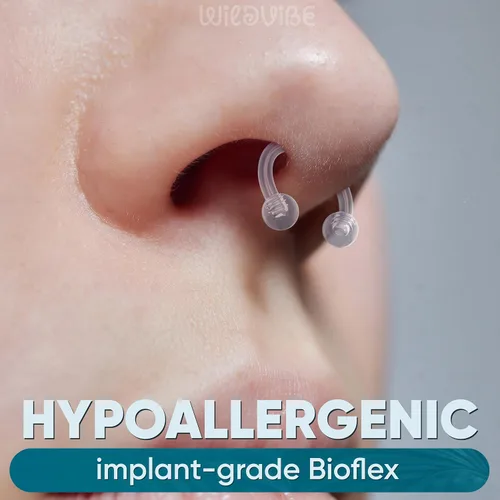 Vista 2 de Bioflex - Retenedor de tabique transparente de 0.66 onzas (0.56 oz), piercing de labio transparente para mordeduras de serpiente, mordeduras