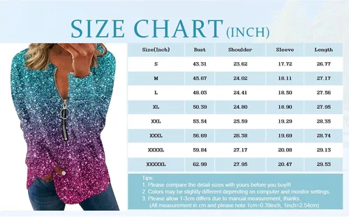 Vista 5 de Trajes navideños para mujer, camisetas de manga larga con cuello en V, estampado 2023 con cremallera de un cuarto