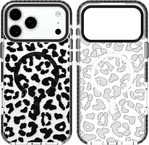 Vista 15 de SAKUULO Funda magnética para iPhone 11 Pro Max [Compatible con MagSafe] Patrón de Estampado de Leopardo Gris Claro Funda de Carga Inalámbrica