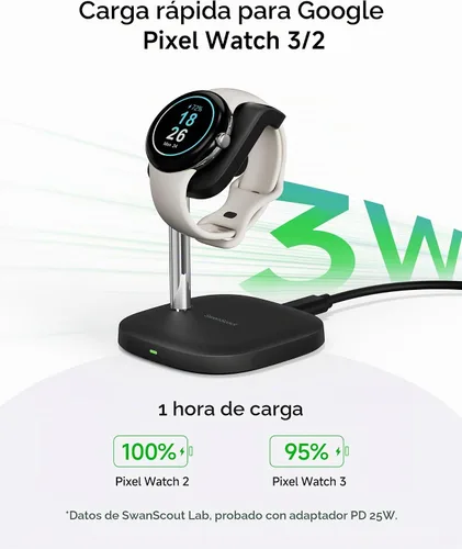 Vista 3 de SwanScout Soporte cargador para Google Pixel Watch 3/2