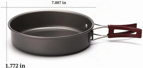 Vista 2 de Sartén mediana antiadherente de aleación de aluminio con mango plegable para acampar al aire libre picnic senderismo