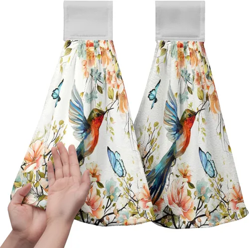 Vista 25 de Honey Bee - Juego de 2 toallas colgantes de cocina de verano con lunares y lazo para colgar, toallas de cocina de granja amarillas, suaves
