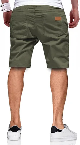 Vista 2 de JMIERR - Pantalones cortos informales para hombre, pantalones cortos de golf, pantalones chinos con cordón, de tela de sarga elástica, para verano