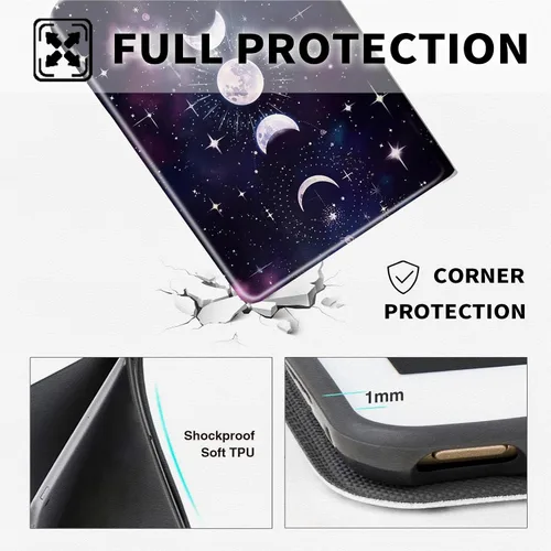 Vista 23 de Funda para tablet Kinlde Fire HD 10 (11ª generación 2021) Fire HD 10 Plus 2021, delgada, de piel sintética, con función atril, función atril