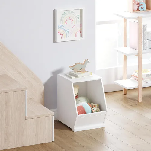 Vista 5 de UTEX Organizador de almacenamiento de juguetes para niños, gabinete de almacenamiento de juguetes apilable, organizador de juguetes de madera