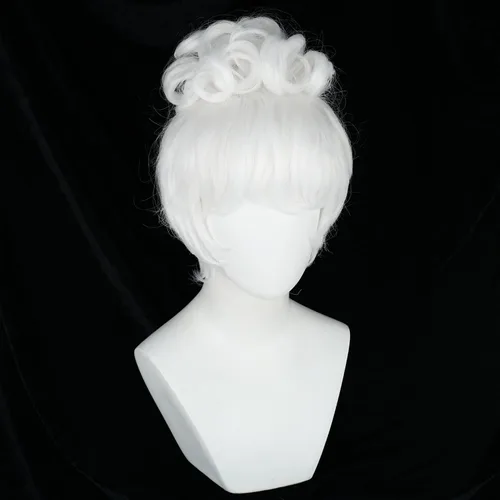 Vista 33 de Pelucas de disfraz de cosplay azul claro de 16 pulgadas para mujer, de 16 pulgadas, con flequillo lateral