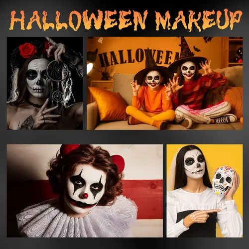 Vista 6 de Kit de maquillaje de payaso de Halloween, pintura corporal facial