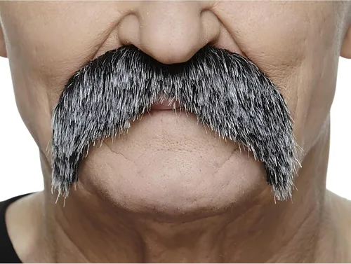 Vista 15 de Mustaches Self-Adhesive Fake Mustache, Synthetic Fur Costume Accessory Set Arqueólogo gris con blanco