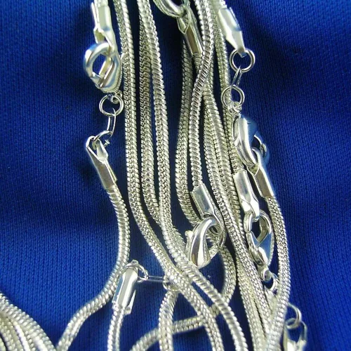 Vista 2 de Wholesale Lots - Collar unisex de plata de ley 925 con cadena de serpiente, accesorios de joyería para bricolaje, Metal