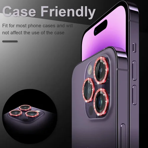 Vista 5 de [3+1] Compatible con iPhone 15 Pro y iPhone 15 Pro Max, protector de lente de cámara de vidrio templado 9H, anillo individual de metal, cobertura
