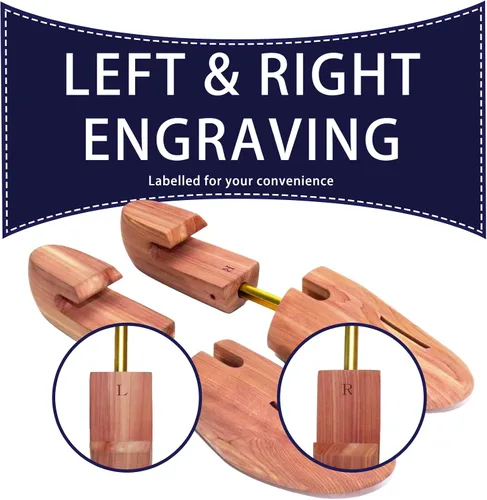 Vista 4 de MOLOGART Paquete de 2 árboles de zapatos para hombre, estirador de zapatos de madera para hombre, árboles de zapatos de cedro, árboles de zapatos