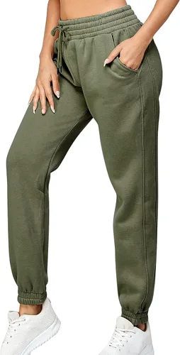 Vista 21 de IUUI Pantalones deportivos de cintura alta para mujer, con bolsillos, de algodón, holgados, atléticos