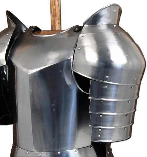 Vista 2 de Medieval Warrior Protector de hombro de acero para el pecho
