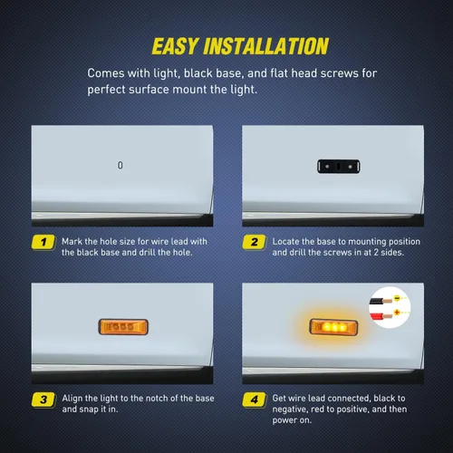 Vista 3 de Nilight 2 piezas de 3.9 pulgadas de luces indicadoras laterales delanteras y traseras, 3 luces LED ámbar, lámpara de clearance, sellada e