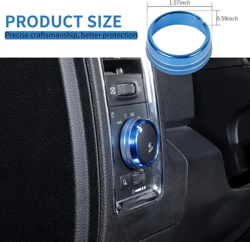 Vista 4 de Voodonala para Dodge RAM - Cubierta de perilla selectora de ajuste de interruptor de faro delantero de aluminio para Dodge RAM 2010-2017, accesorios