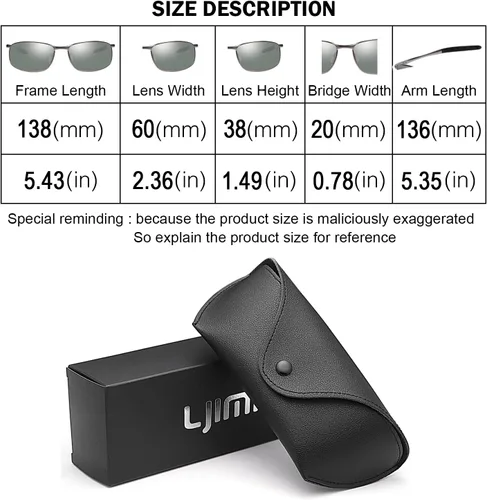Vista 6 de YIMI Gafas de sol polarizadas para conducción fotocromática z87 para hombres y mujeres gafas de seguridad diurna y nocturna (A395-black), A395-negro