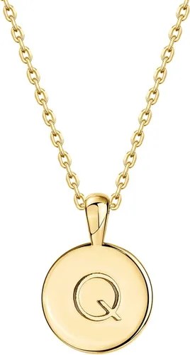 Vista 29 de PAVOI - Collar con dije de letra inicial chapado en oro de 14 quilates para mujer Collar con inicial alfabética de oro