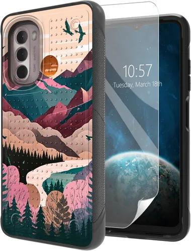 Vista 26 de Funda para Moto G Stylus 5G 2021 con protector de pantalla, a prueba de golpes, 2 en 1, parte trasera duradera de policarbonato duro texturizado