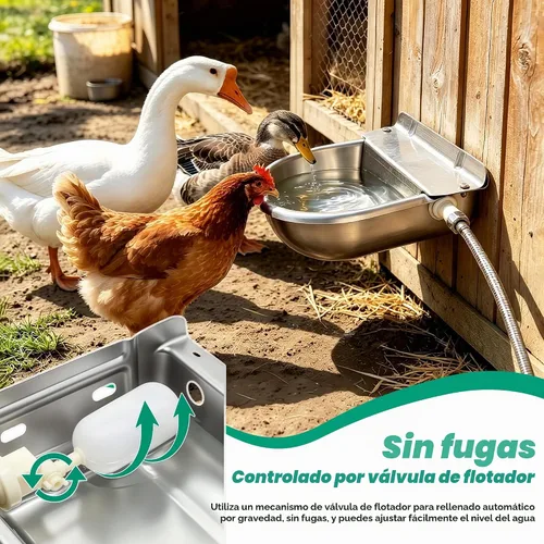 Vista 11 de Cuenco automático para beber, dispensador de agua de ganado de granja de acero inoxidable con orificio de drenaje y válvula de flotador