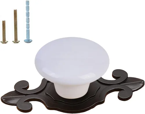 Vista 11 de HUAMULAN Paquete de 10 Pomos de Cerámica Retro, Tiradores Vintage para Cómoda Cocina con Pétalos para Gabinete, Base de Aleación de Zinc, Placa